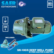 SAER Deep Well pump 1HP with FREE ejector & adaptor