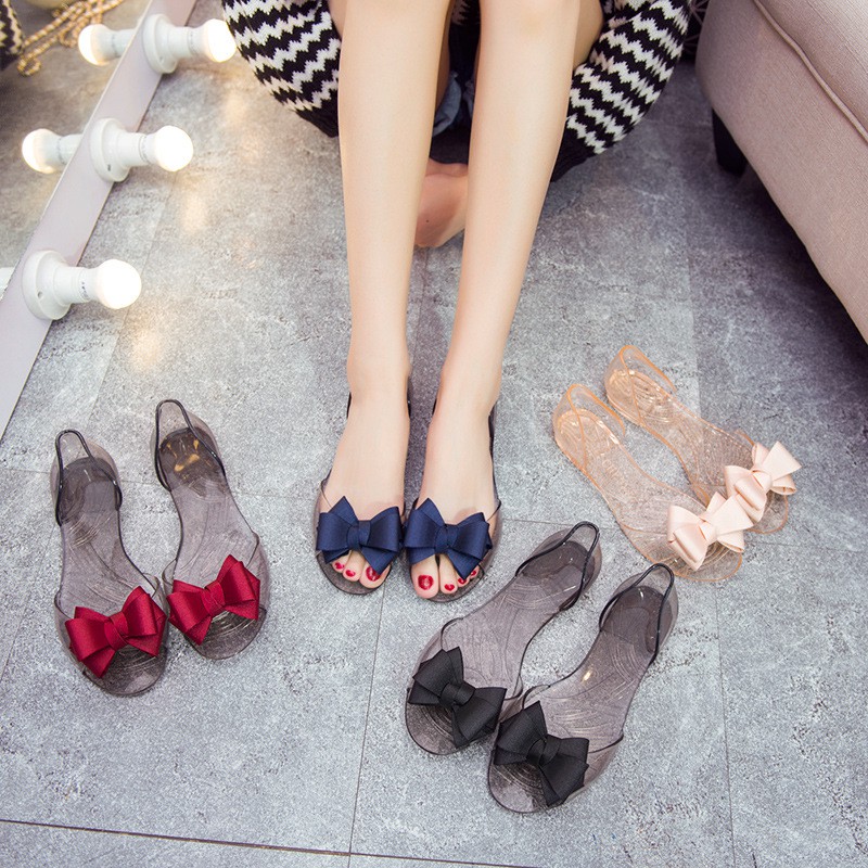 Transparent Jelly Flat Sandals for Women, Summer Beach Shoes