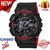 G Shock GA110 Men's Dual Time Sport Watch, Black/Red