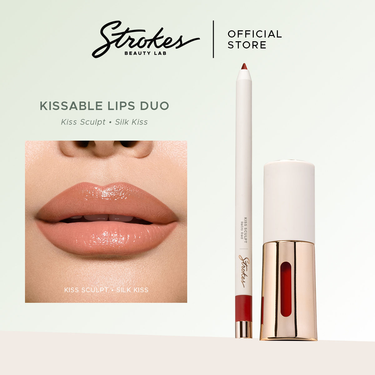 Discount on Strokes Beauty Lab  shoes - SKU: Strokes Kissable Lips Duo [ Kiss Sculpt Lip Liner & Silk Kiss Tinted Lip Oil ]