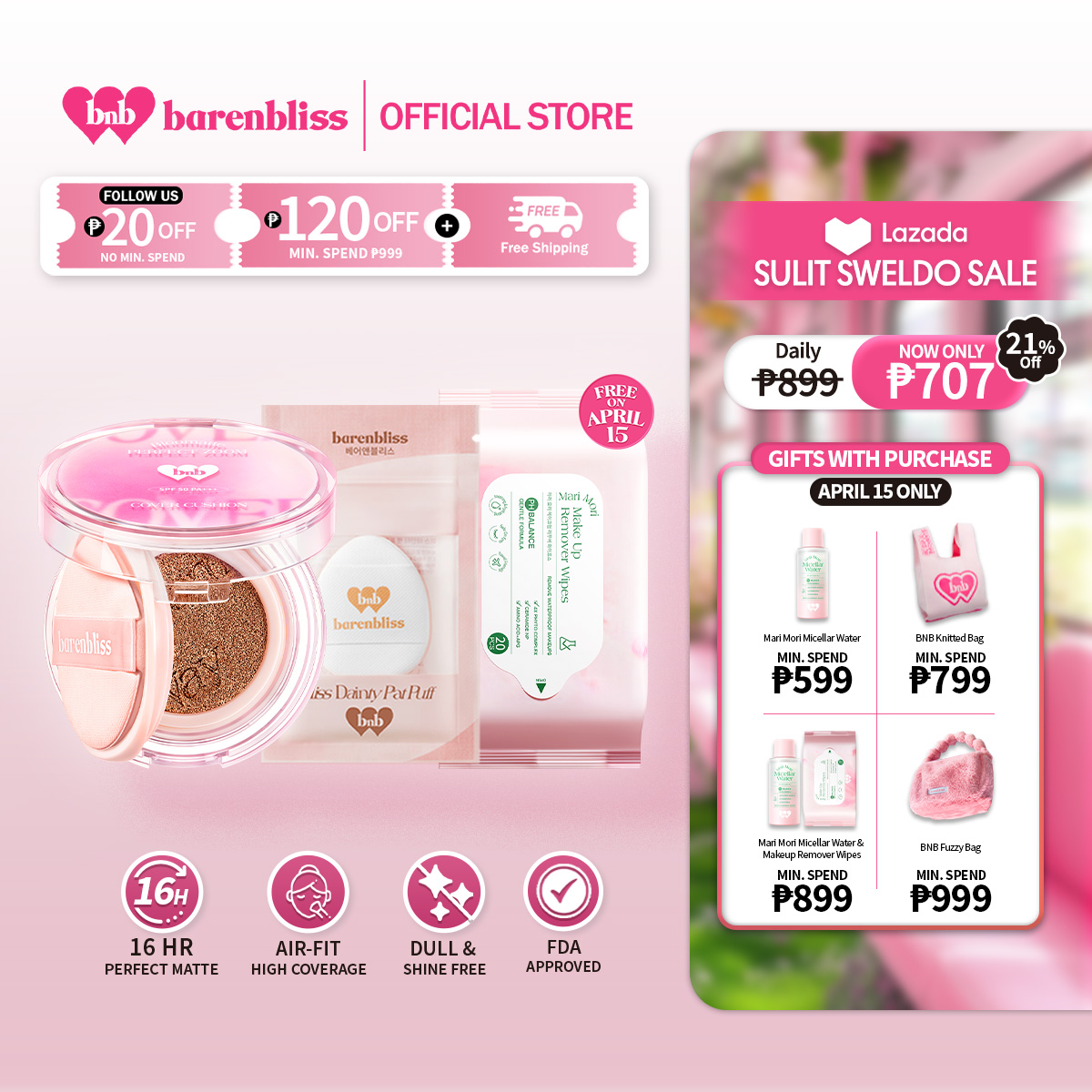 Discount on Barenbliss  shoes - SKU: barenbliss BNB Bloomatte Perfect Zoom Cover Cushion l Transfer Proof l Long Wear l Airy-Fit Coverage