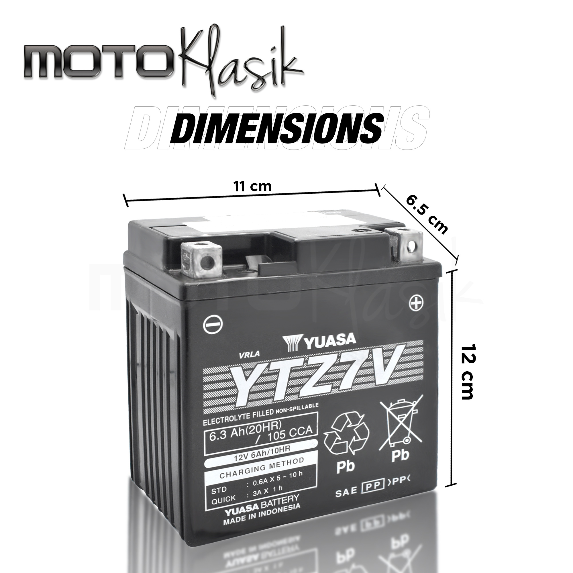YUASA YTZ7V BATTERY MOTORCYCLE BATTERIES 12V MADE IN INDONESIA
