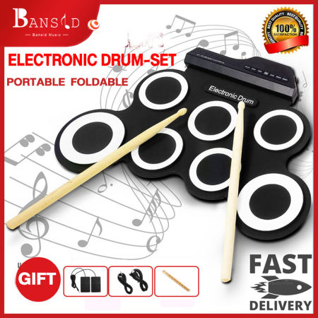 Bansid Portable Electric Drum Set with Drumstick Foot Pedal