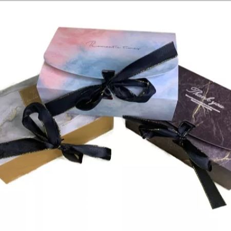 Cod New Printed Clamshell w/ribbon cardboard pastry gift box bowknot box combination packaging box