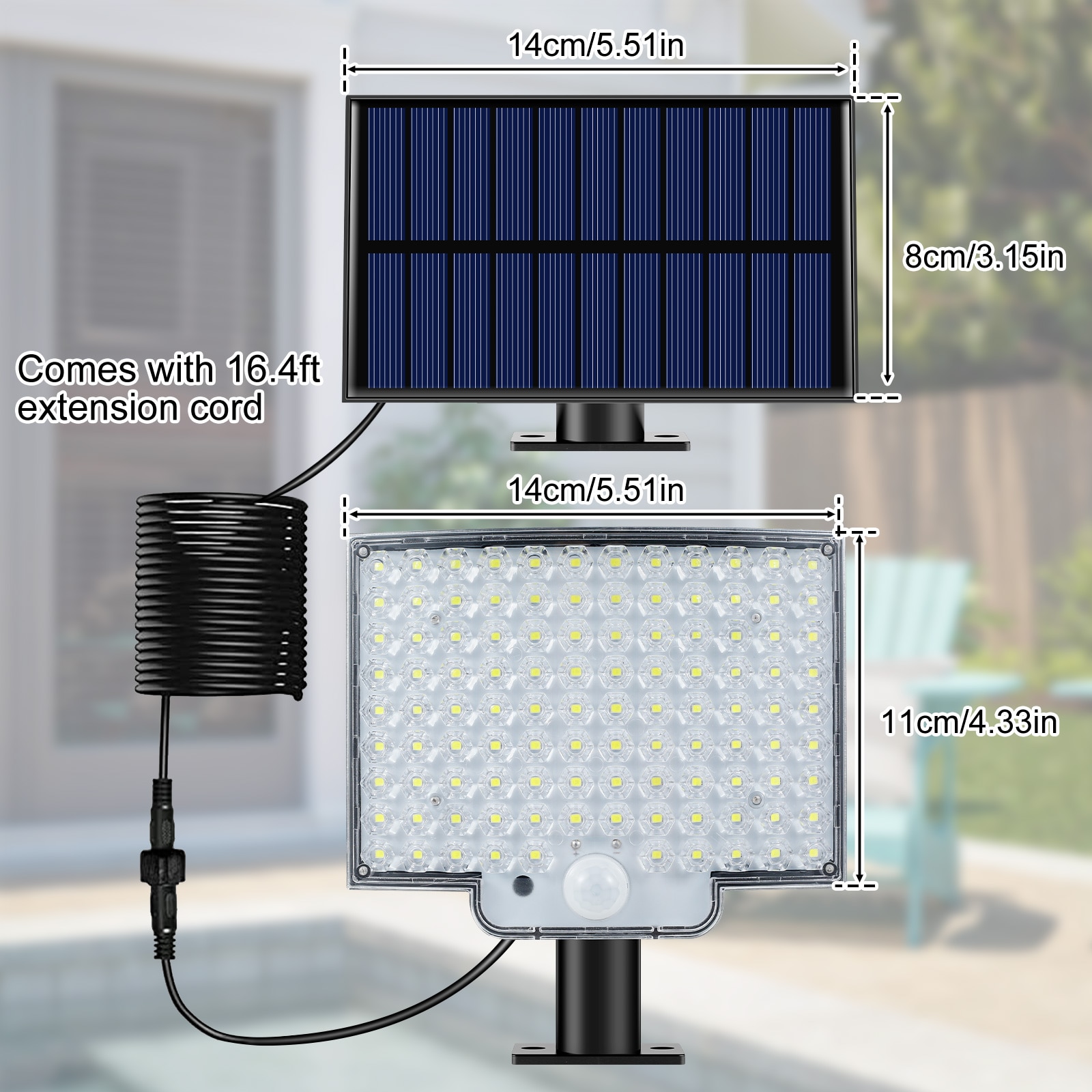 5m Wire Solar Light Outdoor 106 LED Super Bright Motion Sensor Flood Lights  Remote Garden Wall Lamp Waterproof Working Mode Lazada PH