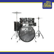 GTX 5-Piece Drumset with Hardware and Cymbals, Black