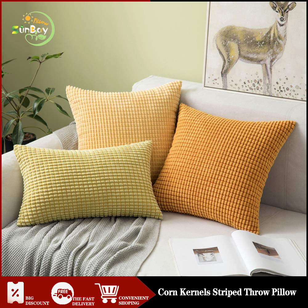 Soft Corduroy Corn Striped Velvet Series Decorative Throw Pillow