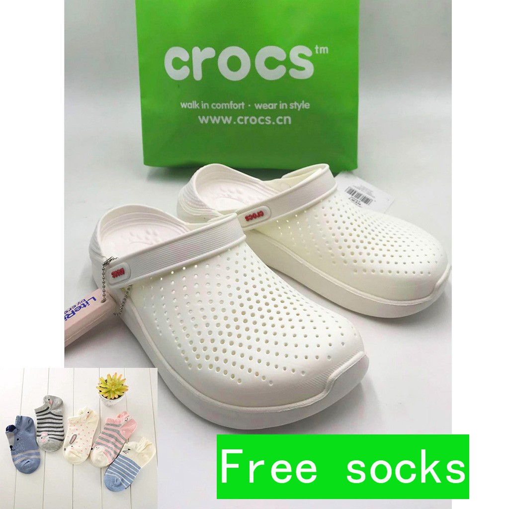 crocs literide with socks