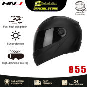 HNJ 855 Motorcycle Helmet with Black Visor