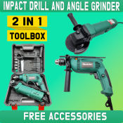 Impact Drill and Grinder Combo Kit with Toolbox by 