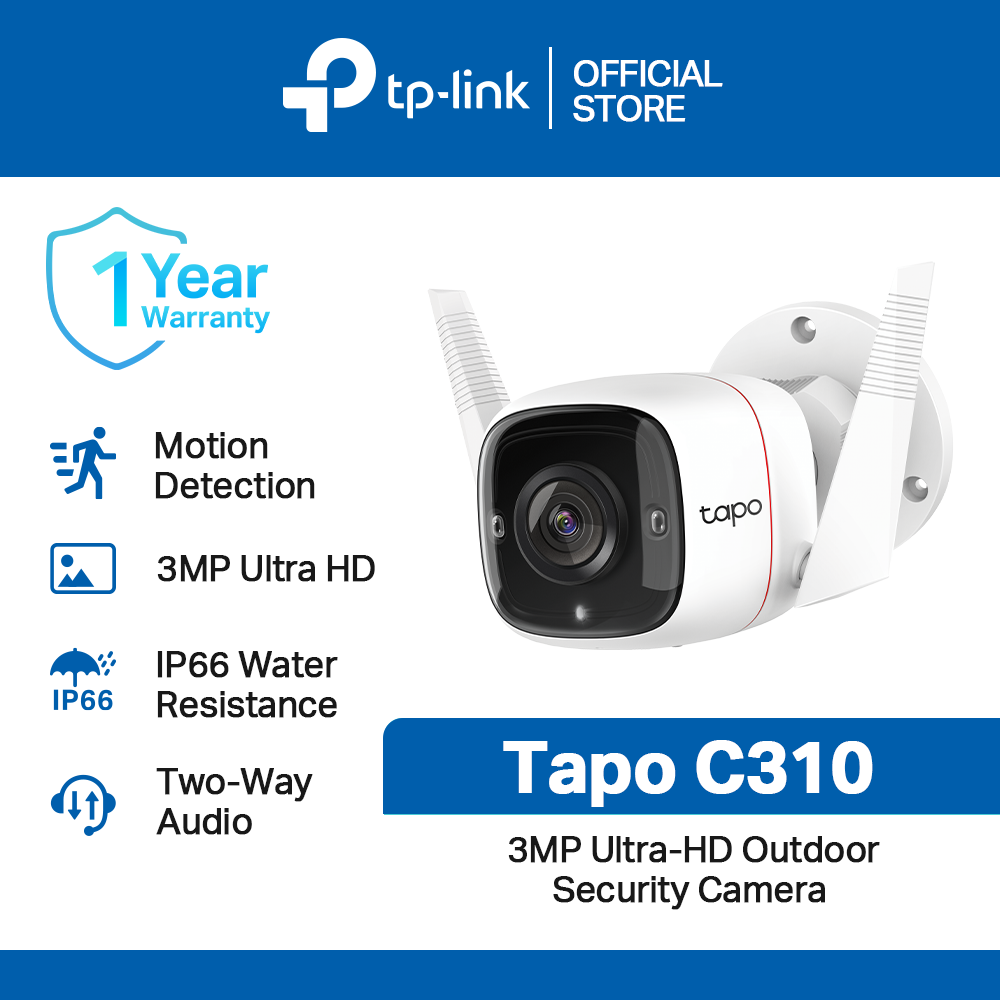 TP-Link Tapo TC65 3MP Outdoor WiFi IP Camera Advanced Night Vision Motion  Detection Two-way Audio Up to 512GB Storage