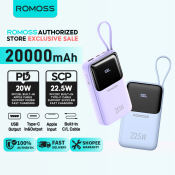 Romoss 20000mAh PD20W Fast Charging Powerbank with Built-in Cable