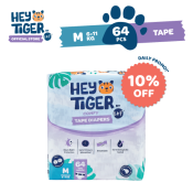 HEY TIGER Tape Jumbo Pack MEDIUM  -  64 pcs - Tape Diapers