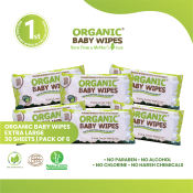 ORGANIC BABY WIPES 30 sheet EXTRA LARGE PACK OF 6