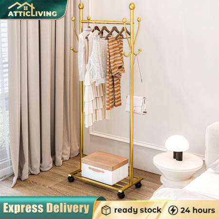 ATTICLIVING Rolling Clothing Rack with Shelves