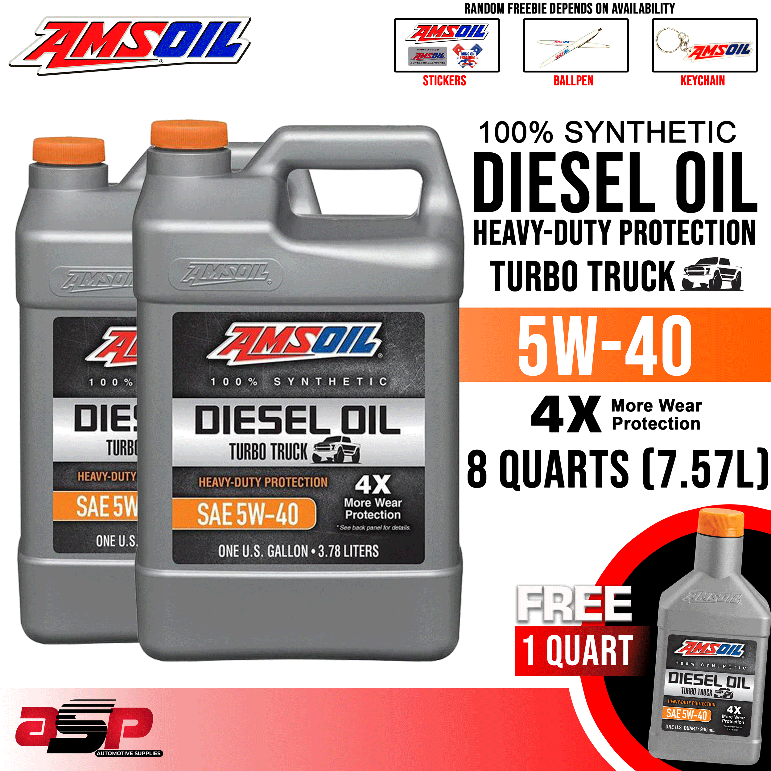 AMSOIL Synthetic Diesel Engine Oil 5W-40 - 9 Quarts