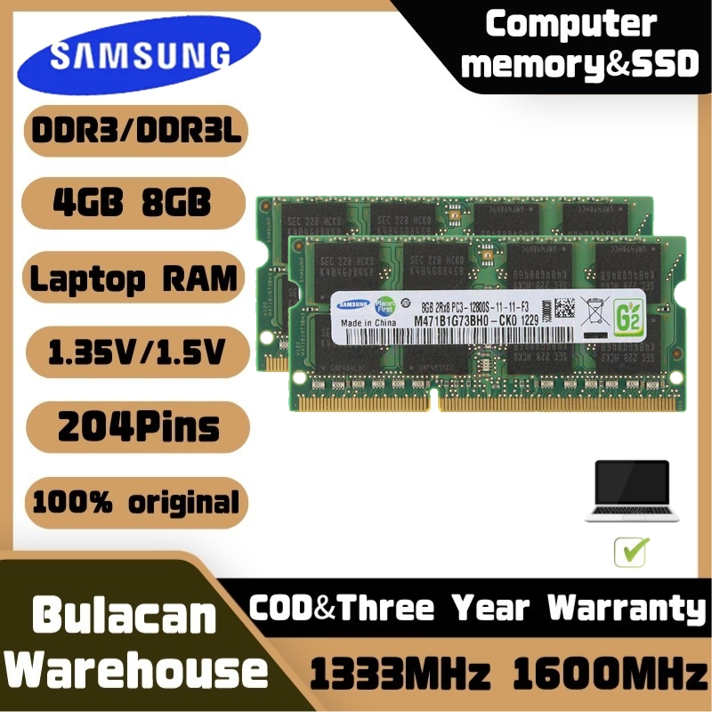 Samsung 8GB/4GB DDR3/DDR3L Laptop RAM Memory PC3-128