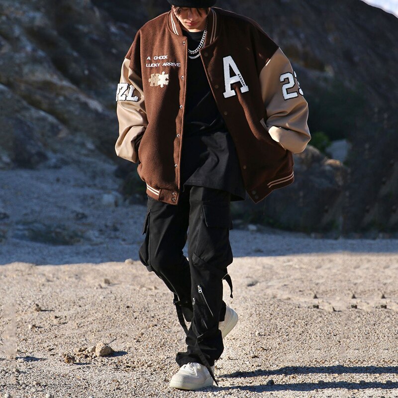 brown baseball fashion fall jackets for