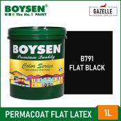 Boysen Flat Latex Black B791 Acrylic Paint - 1L