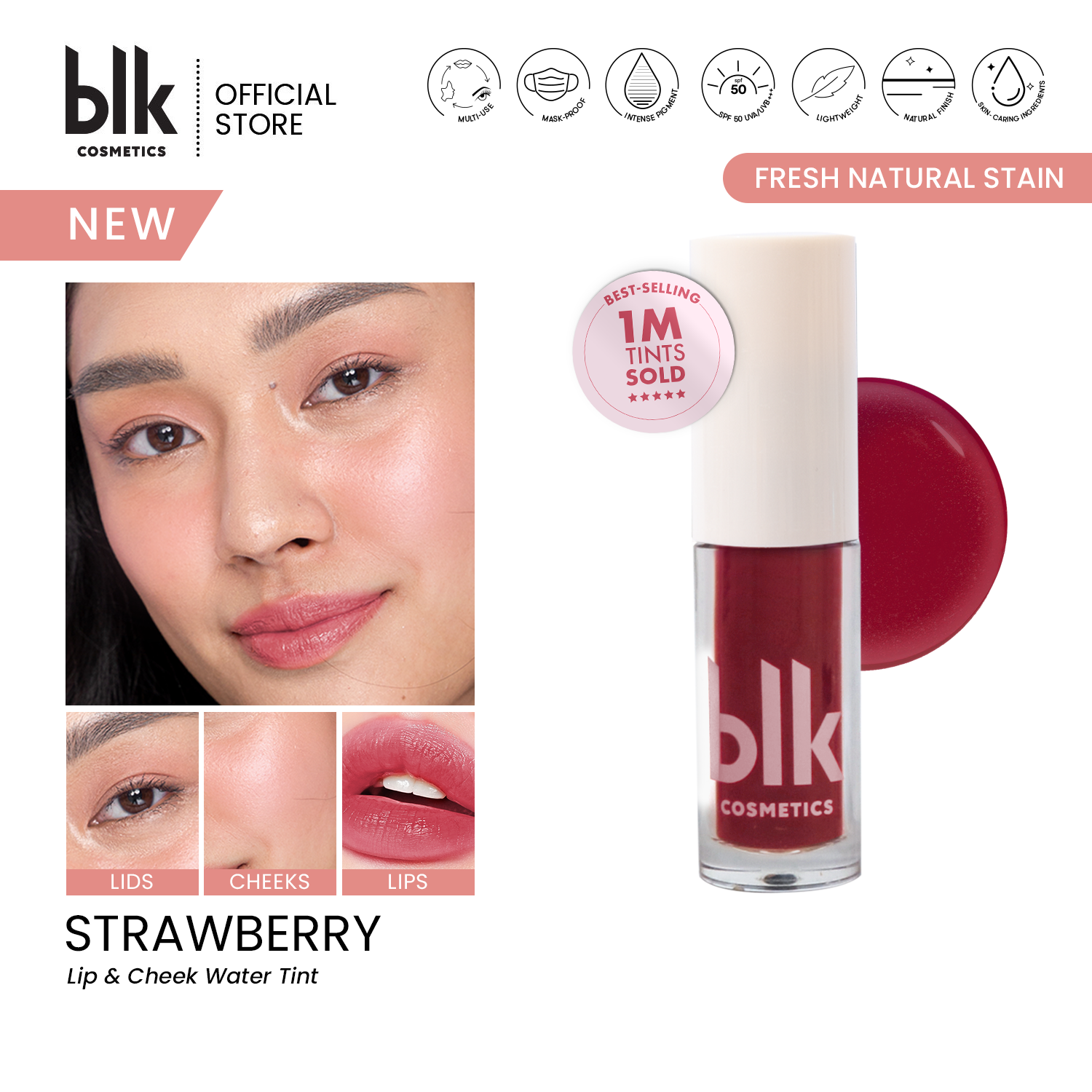 Discount on BLK Cosmetics  shoes - SKU: blk cosmetics fresh lip and cheek water tint strawberry
