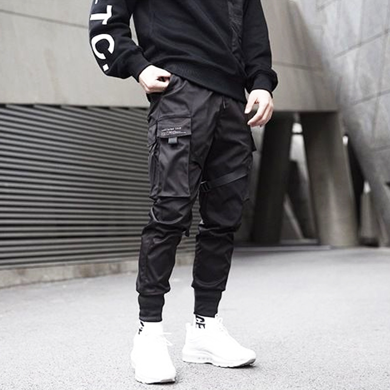 Trendy Plain Black Cargo Pants Men's Multi Flap Pocket - Temu-mncb.edu.vn