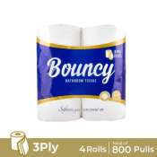 Bouncy Bathroom Tissue 3 Ply - 4 Rolls x 1 Pack