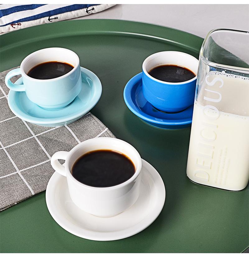 Sweejar Porcelain Espresso Cup Set Saucer Stackable Demite Porcelain Espresso Cup Set Saucer