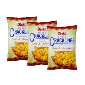 Oishi Ribbed Cracklings Salt & Vinegar 90g x 3