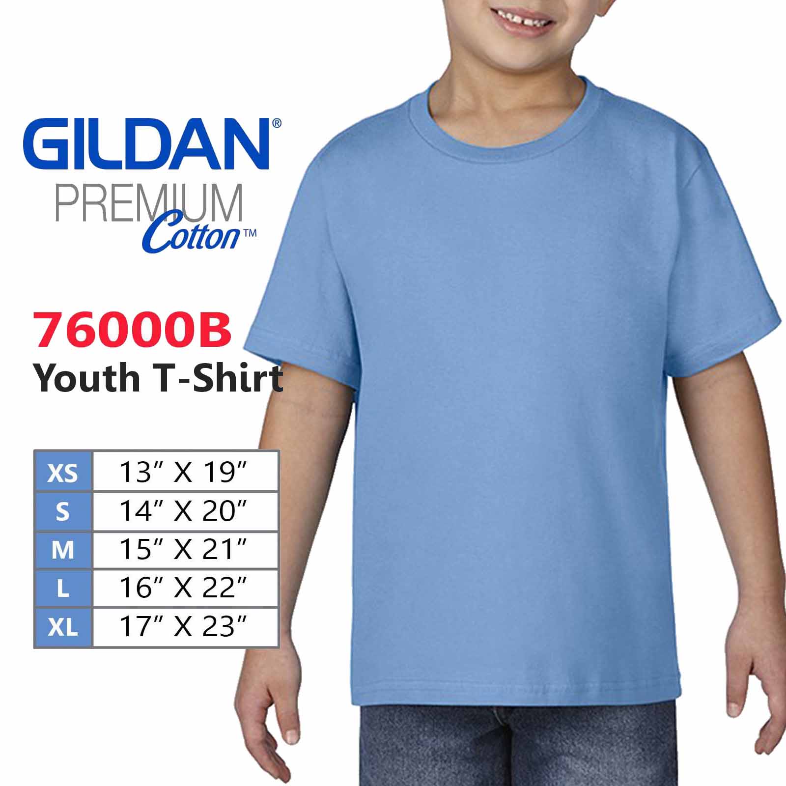 Gildan 76000B Premium Cotton Youth T-Shirt (Light Pink)