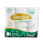 Sanicare Ecolayer Bathroom Tissue 3 ply - 9 Rolls x 1 Pack