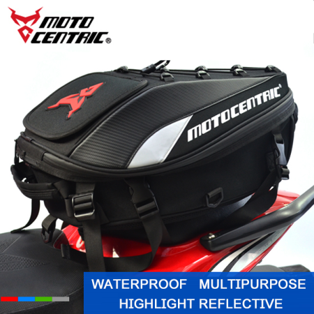 Waterproof Motorcycle Rear Seat Bag with Reflective Scalable Design