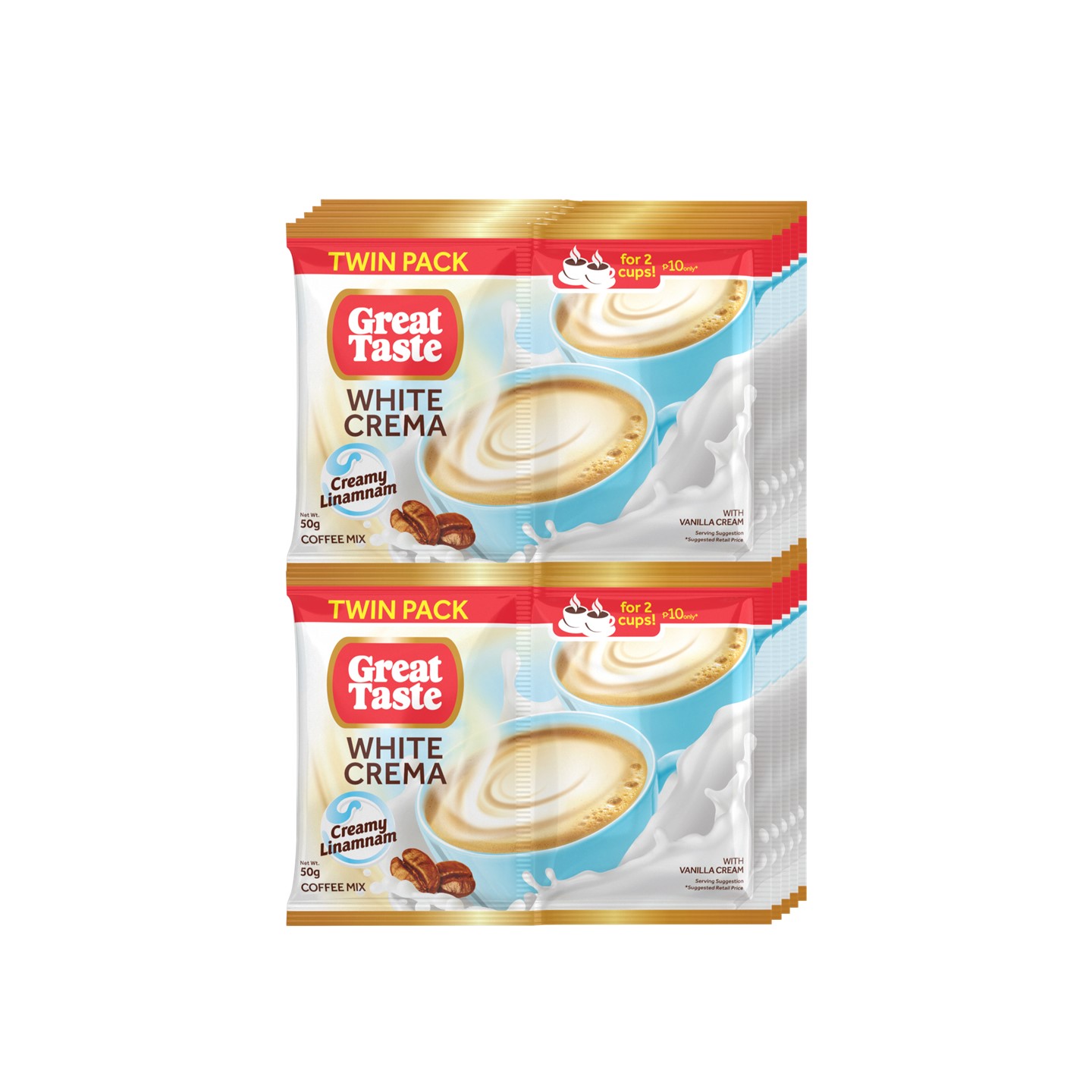 Great Taste White 3-in-1 Coffee Twin Pack Sachets 50g x 10