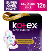 Kotex Super Overnight Pads - 12 Pads, 41cm