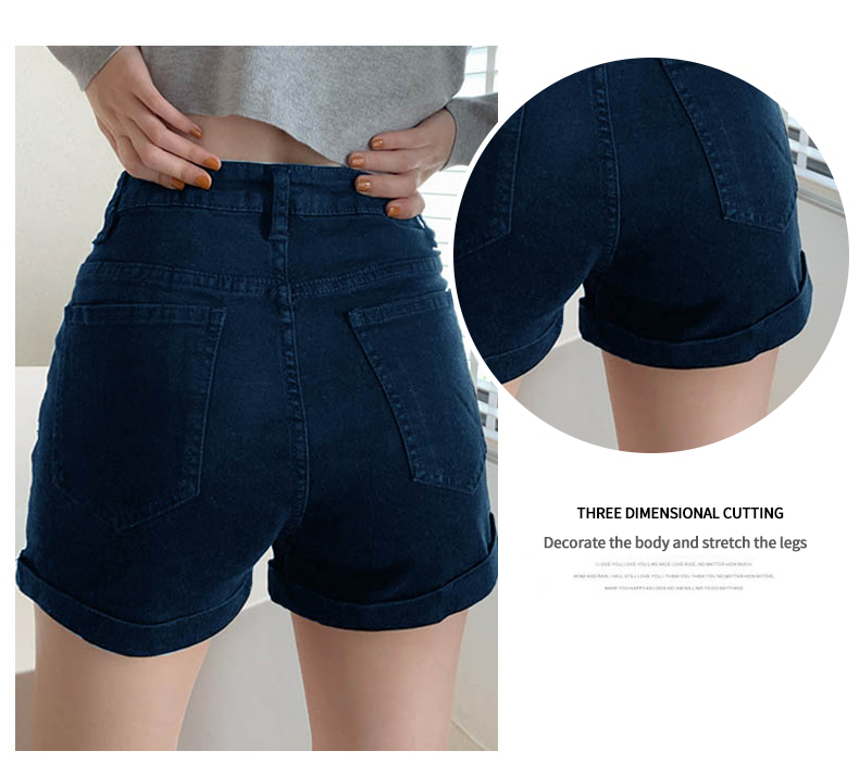 High Waist Denim Shorts Women Summer Wear Elastic Large Casual Straight Hot  Pants