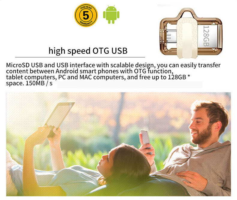 ภาพประกอบคำอธิบาย Original Brand Ultra Dual Drive m3.0 128GB/64GB/32GB OTG Flash Drive for Android Smartphone Tablet Sanddis Memory