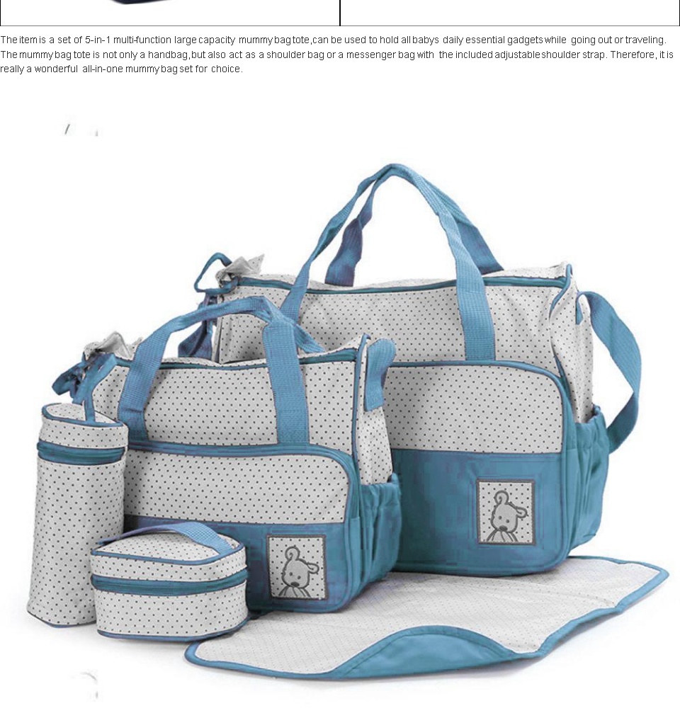 5 piece baby bag set