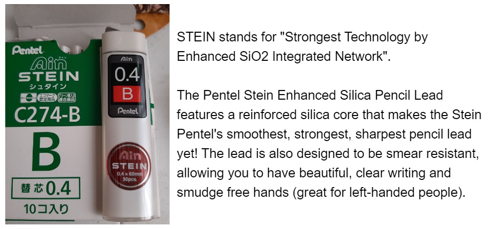 Pentel Ain Stein Mechanical Pencil Lead 0.4mm Choose from 4 Type C274 