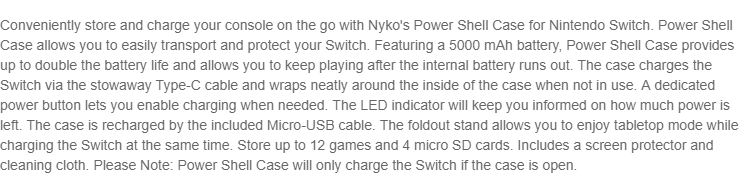 nyko power shell case for nintendo switch