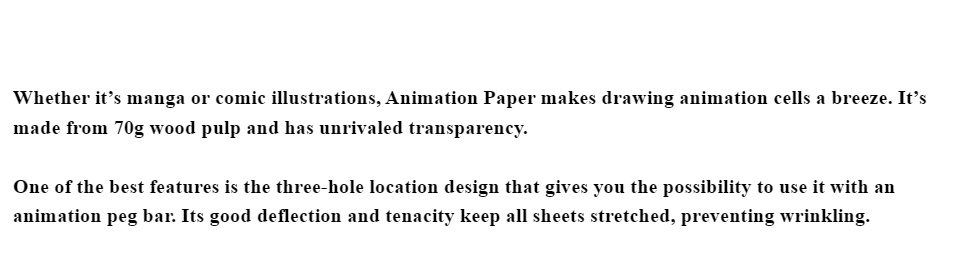 Animation Paper 70 gsm / 267mm x 312mm / 50 sheets / 100 sheets