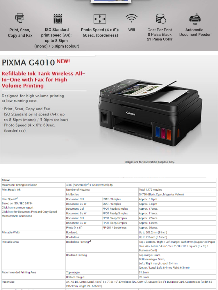 Canon PIXMA G4010 Refillable Ink Tank Wireless All-In-One, 50% OFF