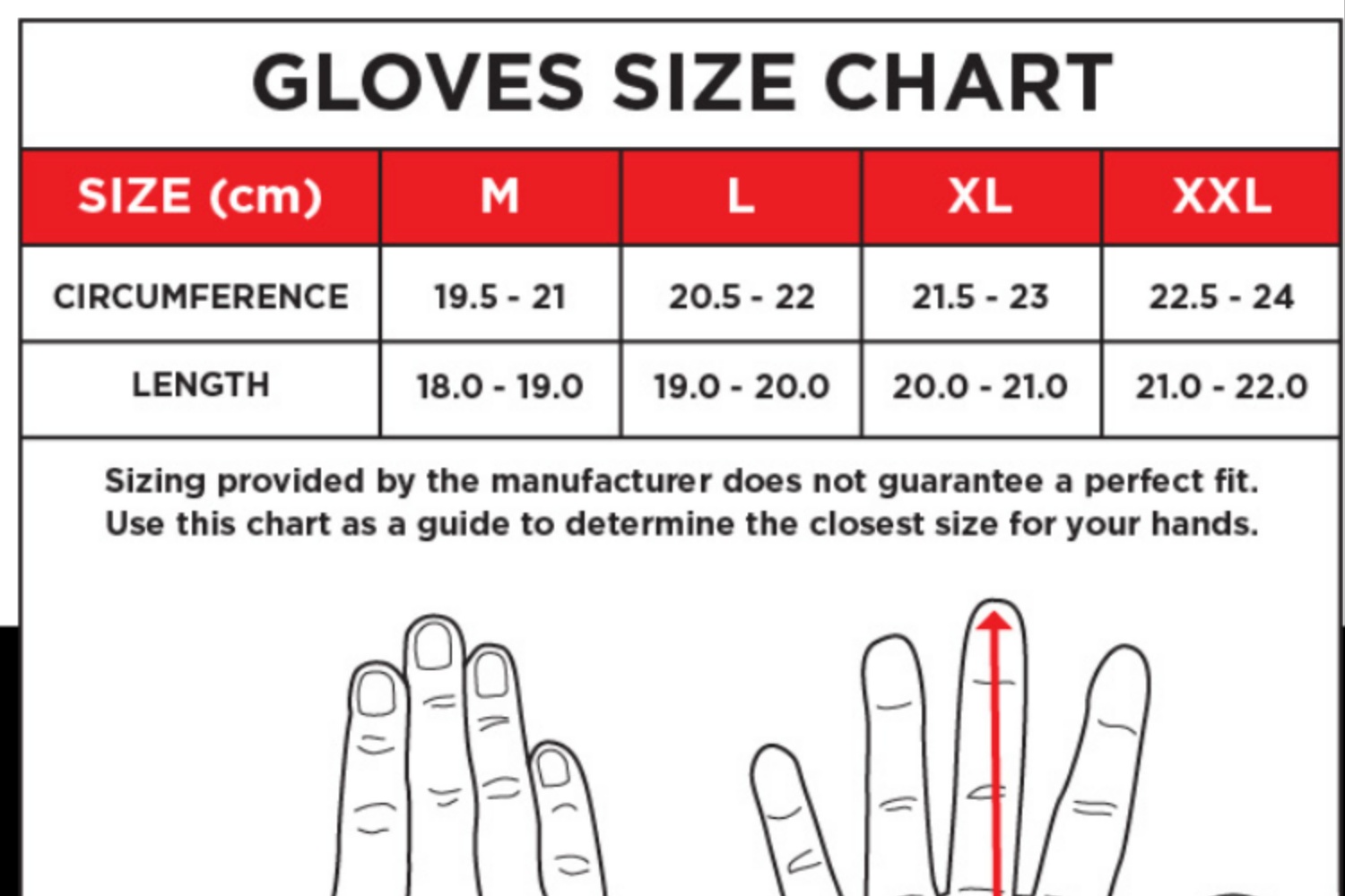 Spyder Youth Glove Size Chart