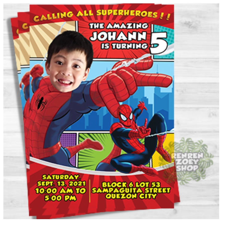 Spiderman Invitation Layout for Birthday & Christening: Free PSD