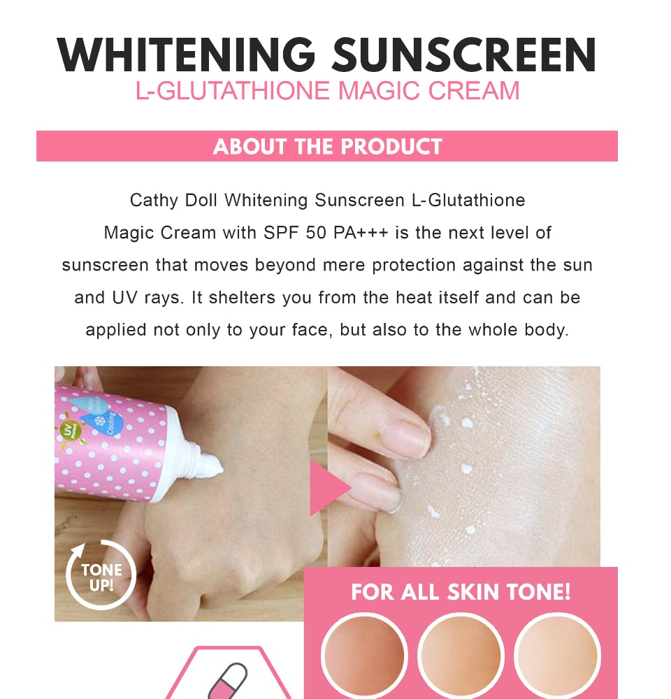 cathy doll l glutathione magic cream spf50 pa review Instant Skin Whitening - L-Glutathione This super magic cream is formulated with an additional 30% L Cathy Doll - L-glutathione Magic