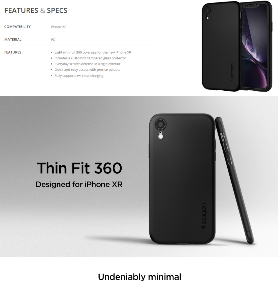 Tempered Glass Spigen Thin Fit 360 Iphone Xr Spigen IPhone XR Case