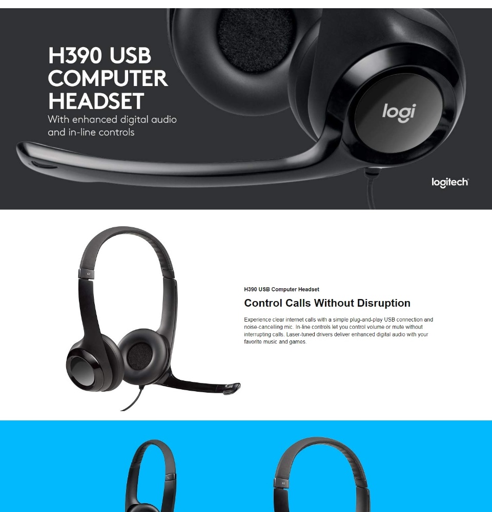 Logitech H390 Comfort USB Headset with 