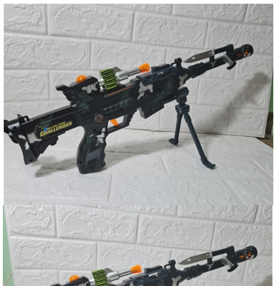 Combat 3 Army Commando Machine Gun Pistol Toy Gift Kids With Lights And Sounds 