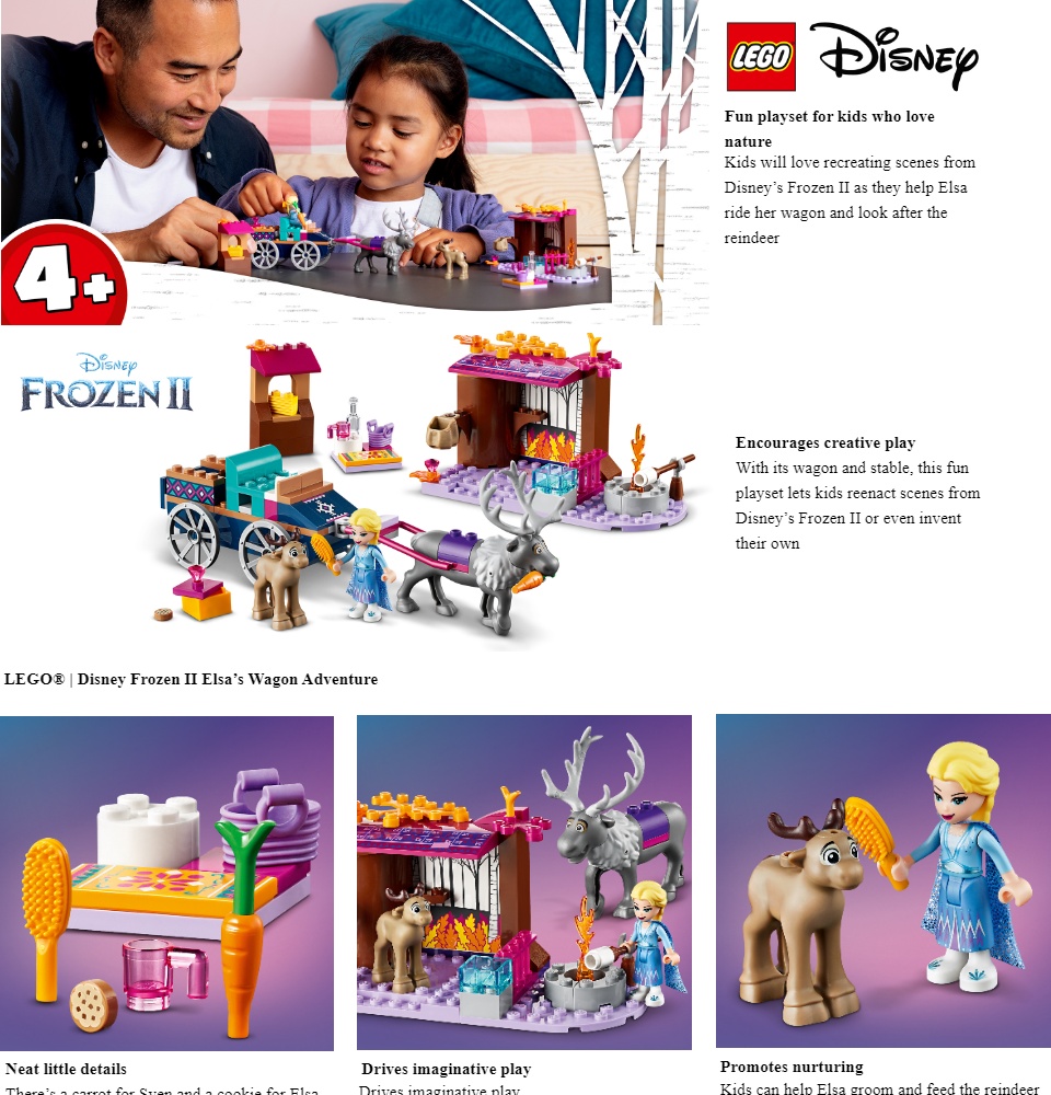 for sale online LEGO Elsa's Wagon Adventure Disney Princess 41166 