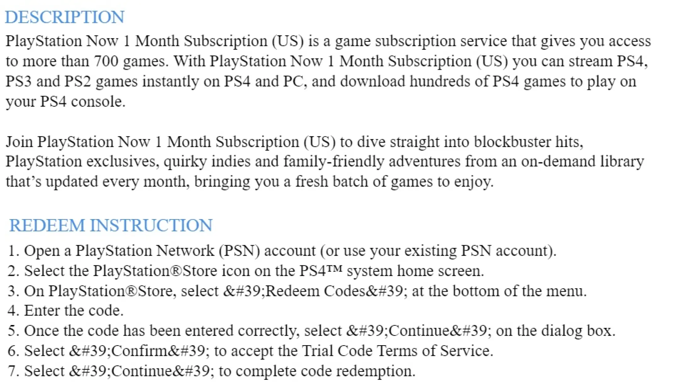 playstation now 1 month