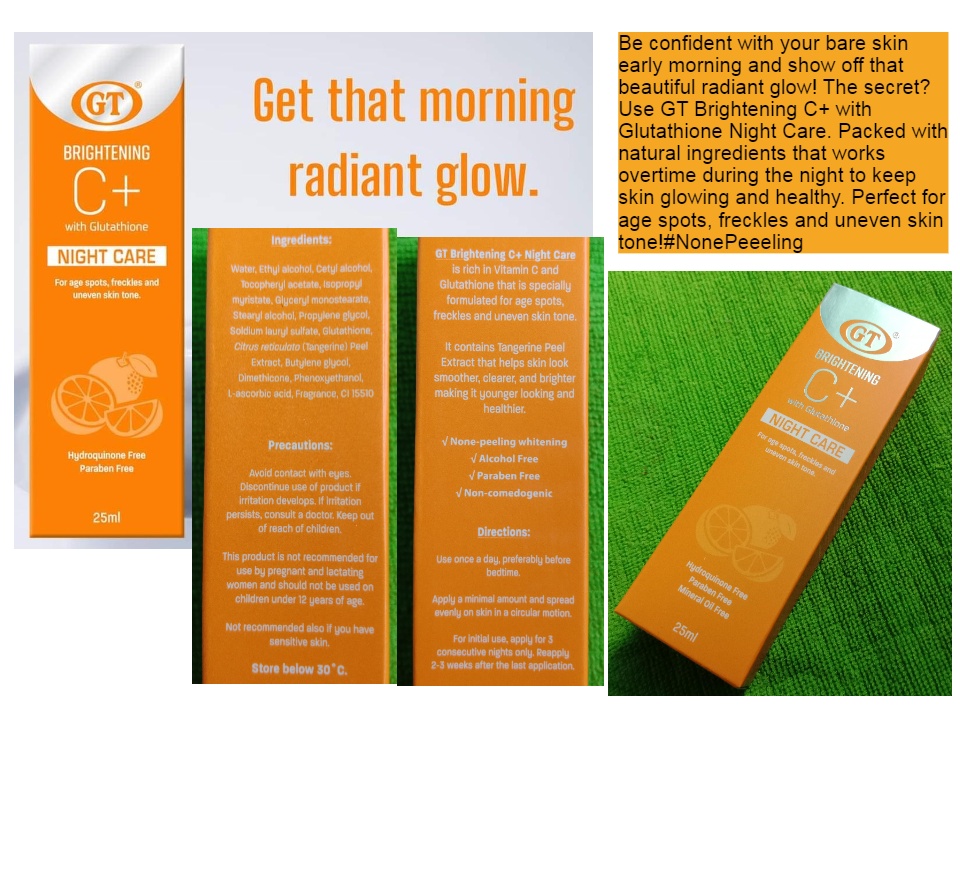 GT Brightening C+ with Glutathione Night Care Glutathione Skin Brightening Cream - Lazada | Lazada PH GT Brightening C+ with Glutathione Night Care Glutathione Skin Brightening Cream - Lazada | Lazada PH