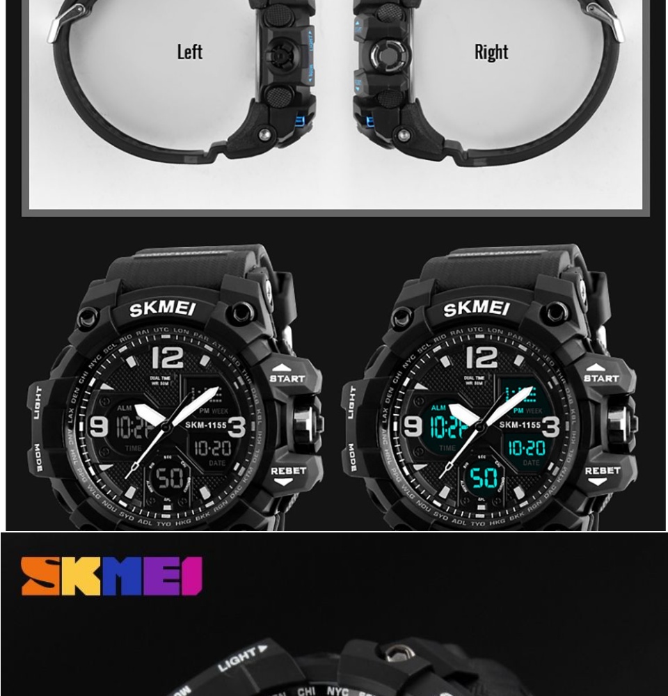 Skmei 1155 Analog - Digital Watch Time, Date & Day Setting | How To Set  Skmei 1155B - YouTube